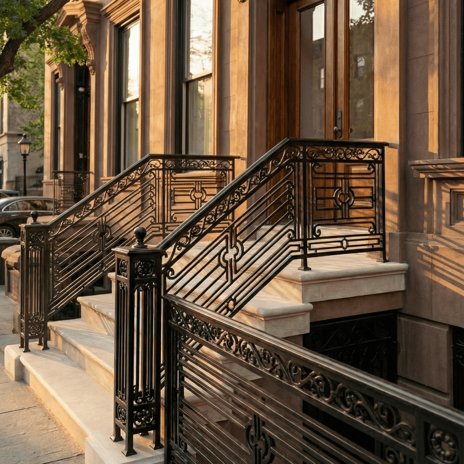 custom railing outside brownstone in downtown philadelphia