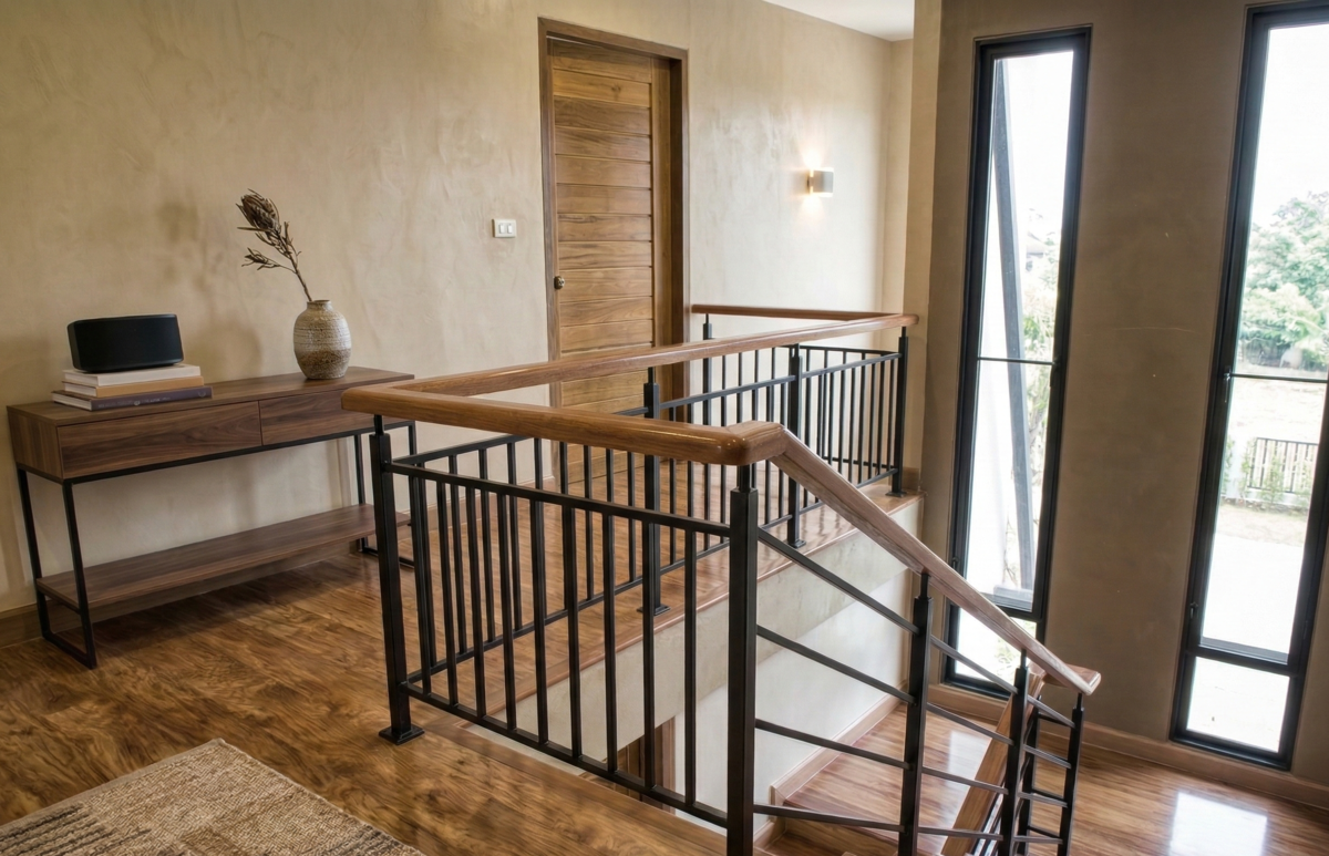handrails and railings on top floor of home
