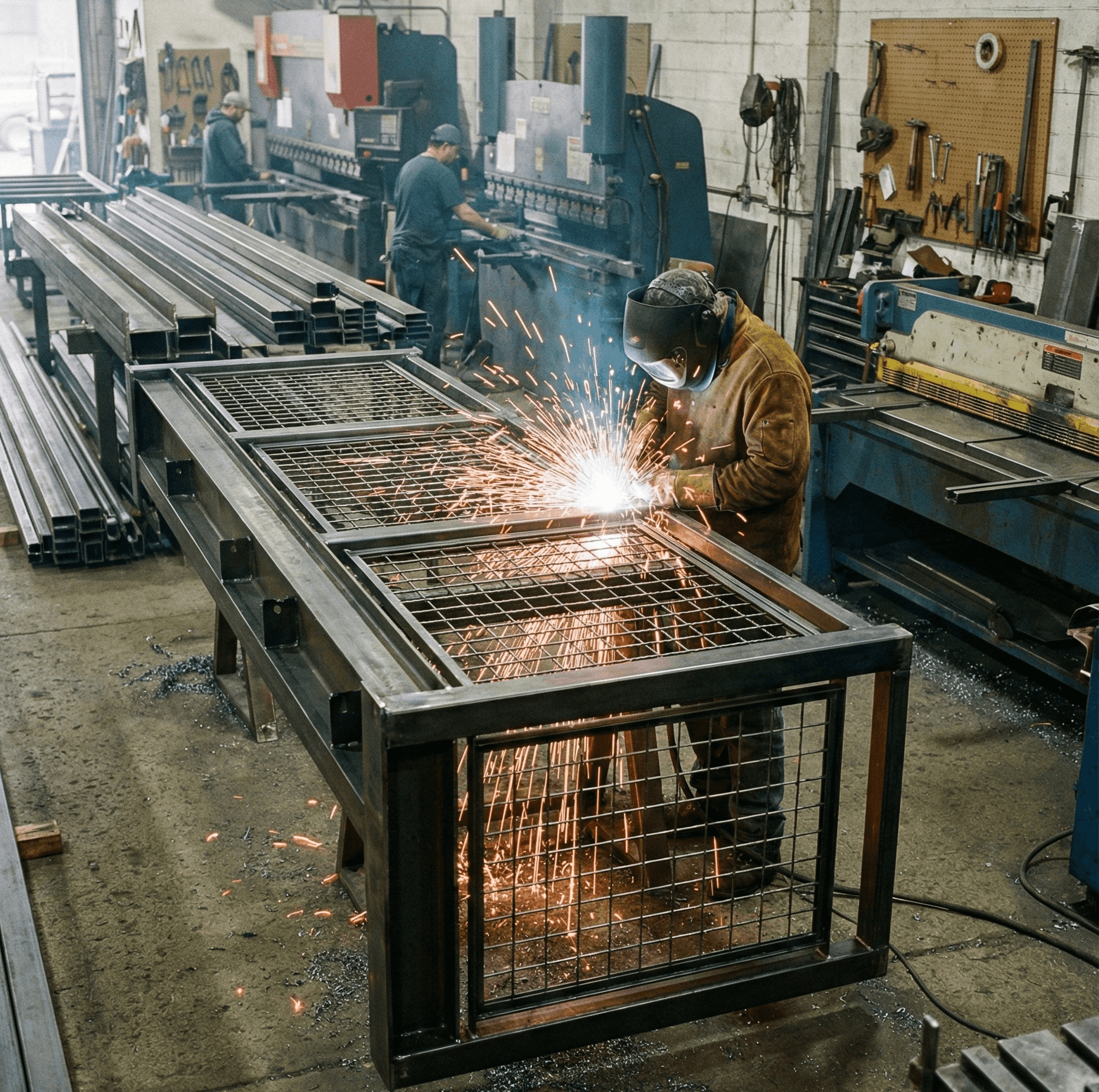 expert welder fabricating a railing