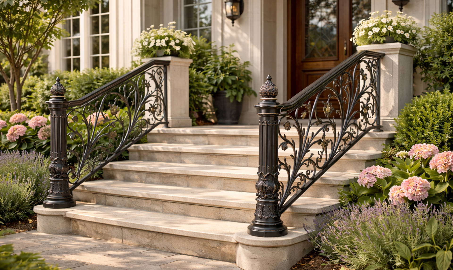 custom wrought iron railing for front steps