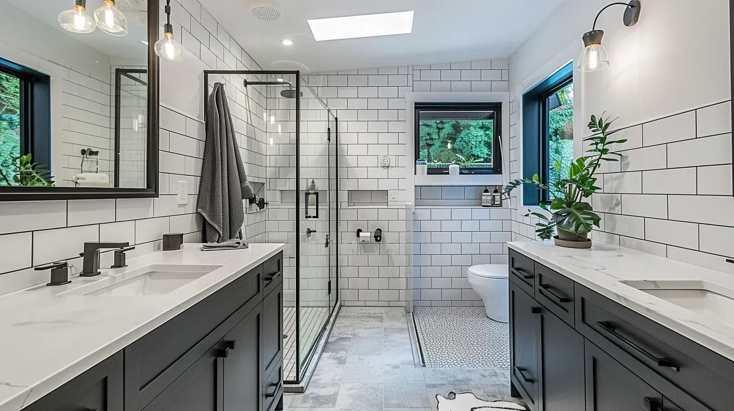 Full bathroom renovation Vancouver including demolition and structural modification. Waterproof cement board installed beneath all tile surfaces. Turnkey design-build remodeling services provided.
Bathroom renovation contractors Vancouver performing custom shower installation with linear drain. Porcelain tile flooring increases slip resistance. Code-compliant electrical and plumbing upgrades included.
Vancouver bathroom makeover with LED vanity lighting and quartz countertop upgrade. Heated tile flooring enhances comfort. Ideal for mid-range bathroom remodeling budgets.
Greater Vancouver bathroom renovation featuring spa-style shower and built-in bench seating. Matte black fixtures add modern touch. Installed by licensed and insured professionals.
Modern bathroom remodeling Vancouver with open-concept wet room layout. Waterproof membrane and slope-corrected drain ensure durability. Designed for luxury residential properties.