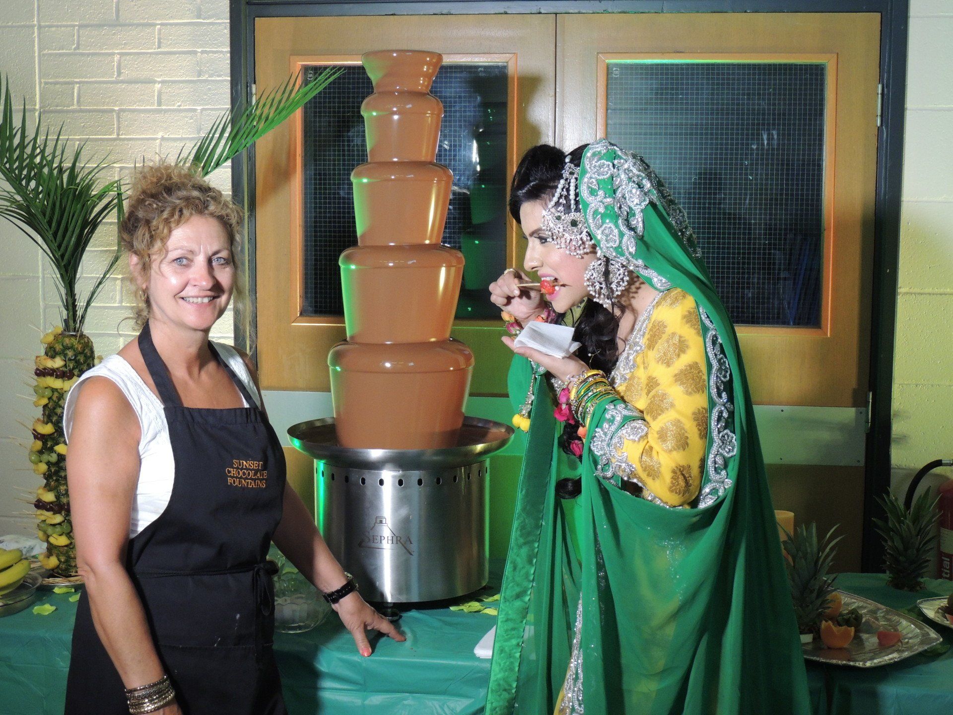 ladies near the chocolate fountain
