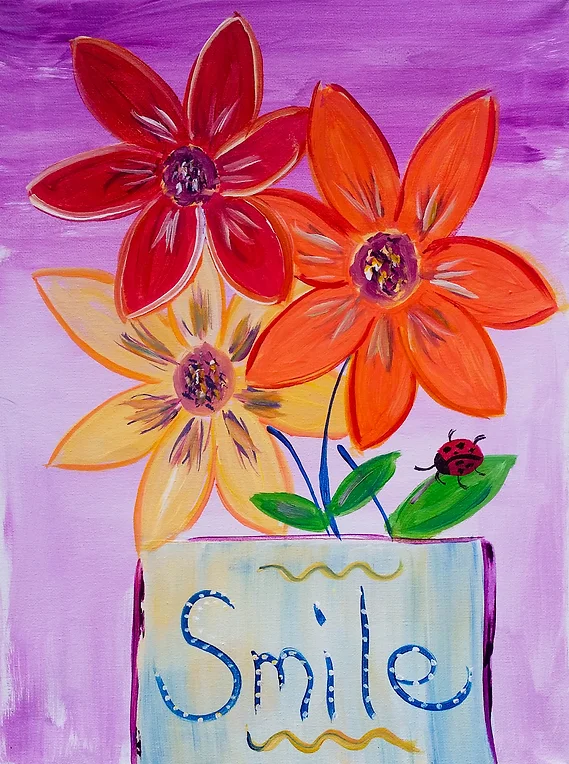 Flowers in vase with word 