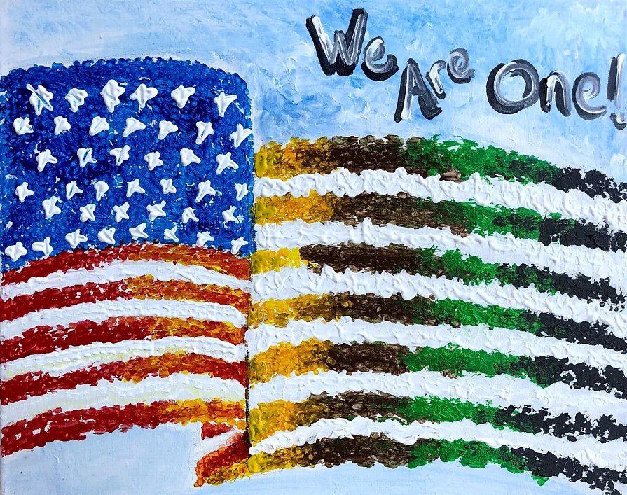 American flag merged with flag of similar colors; text