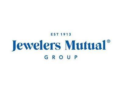 The logo for jewelers mutual group is blue and white.