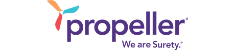 Propeller logo with colorful graphic and purple text 