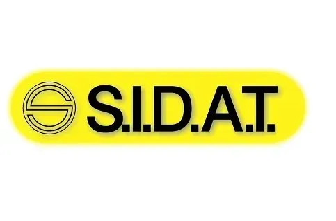 Logo giallo: cerchio con "S" all'interno, "SIDAT" in testo nero.