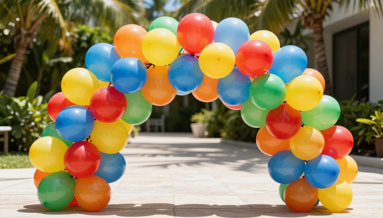 Colorful balloon arch for a kids birthday party in Miami
