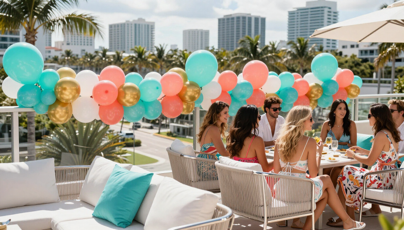 Miami Birthday Balloon Decor