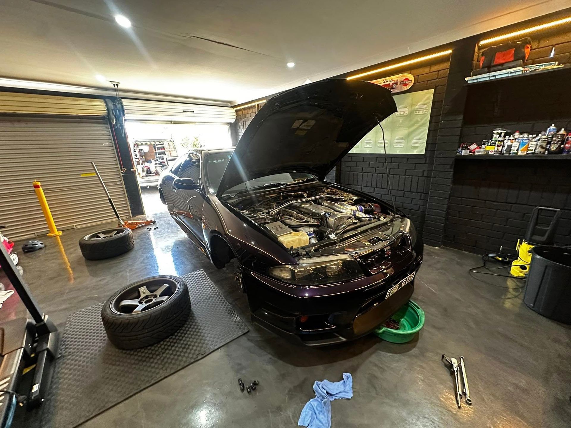 Car in Garage With Hood Open — JDM Mobile Mechanical in Holsworthy, NSW