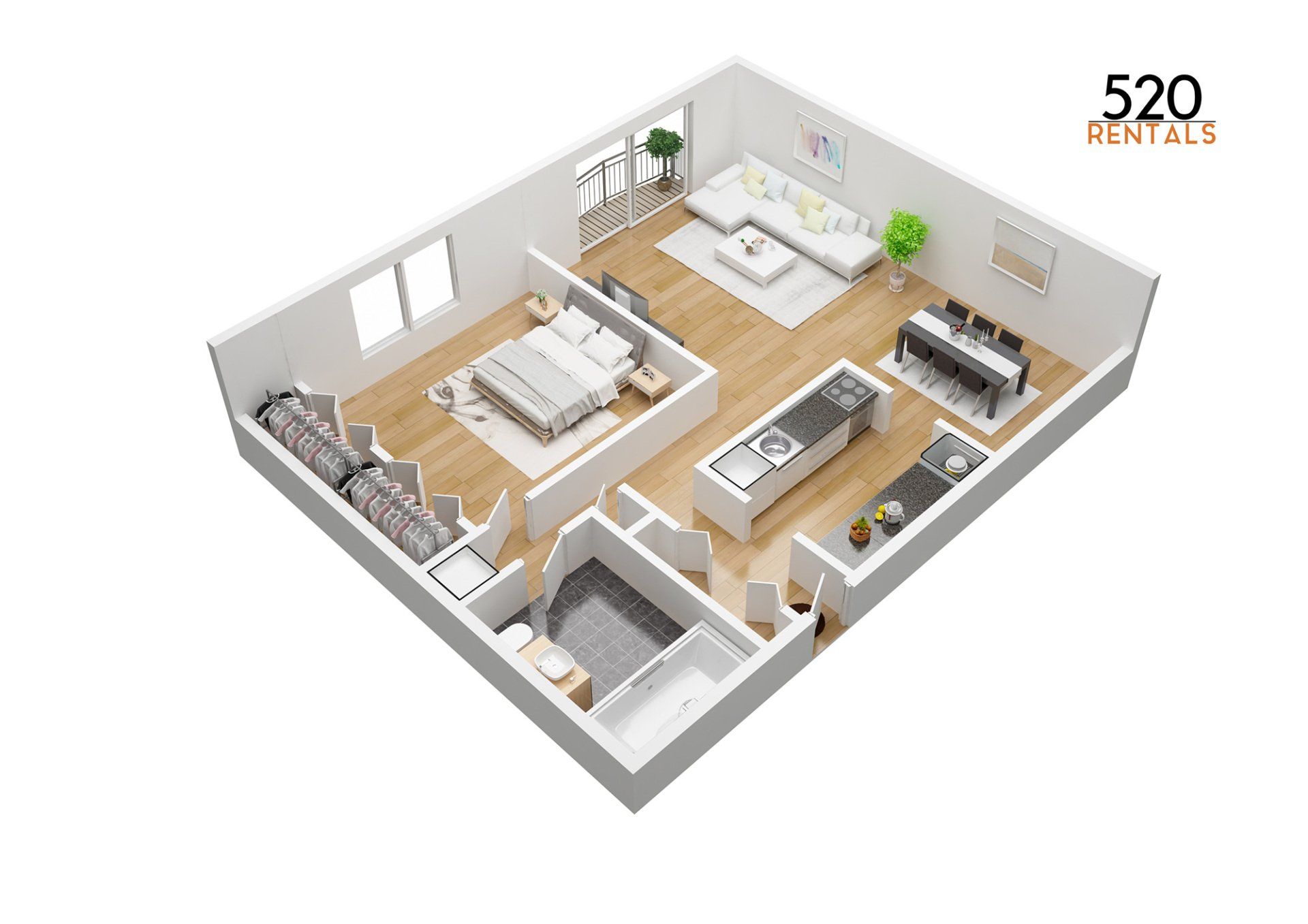 One bedroom deluxe floor plan