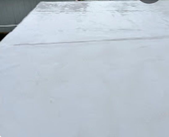 White rectangular surface with a faint seam across the middle and some gray spotting at the top.