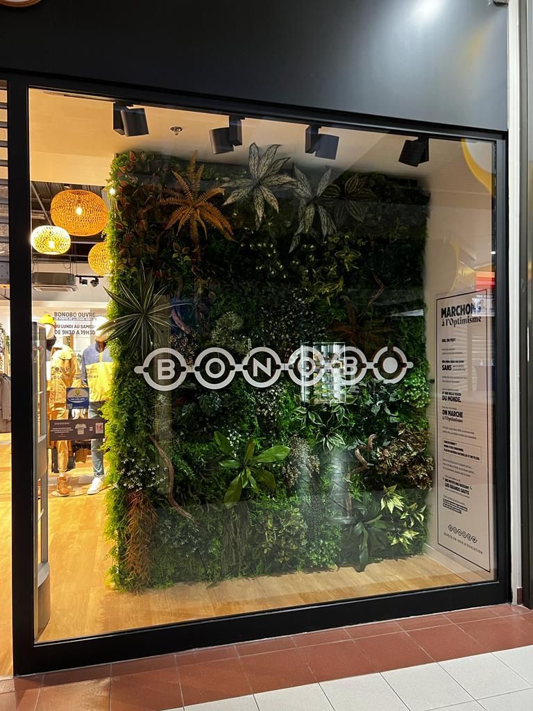 A store front with a green wall and a sign that says bongo