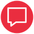 A red circle with a white speech bubble inside of it.