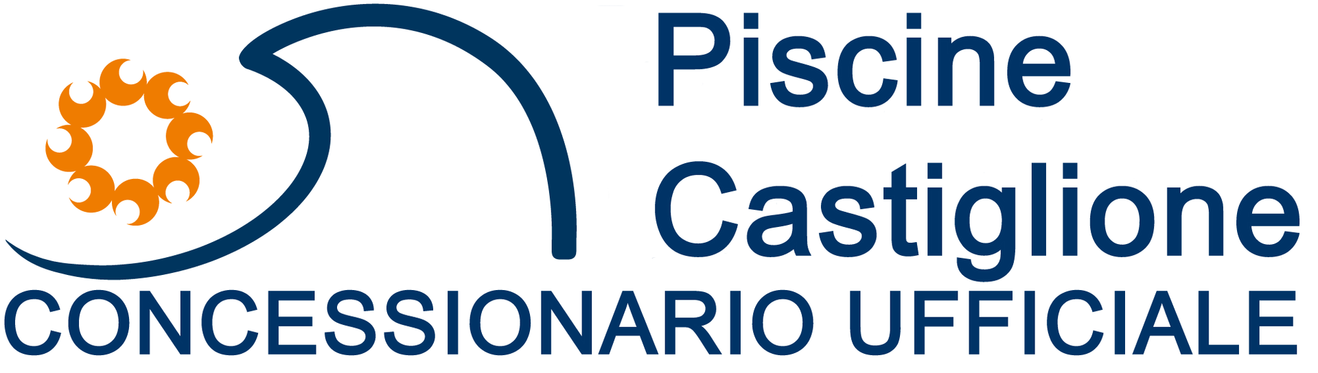 A blue and orange logo for piscine castiglione concessionario ufficiale
