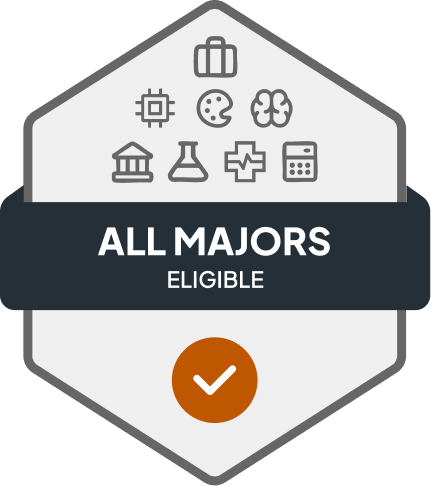 Badge with All Majors Eligible text 