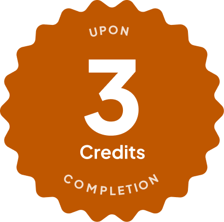 Blue badge with text: 