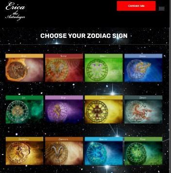 a choose your zodiac sign page on a website