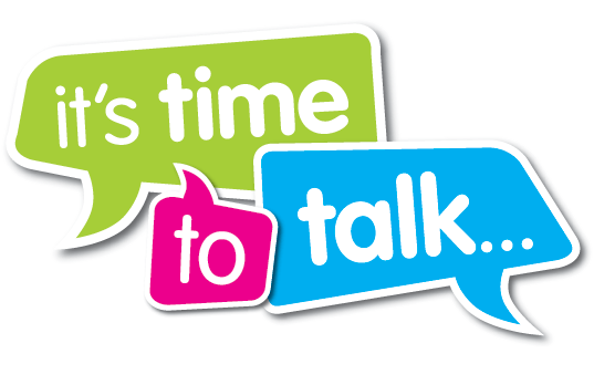 three speech bubbles that say it 's time to talk