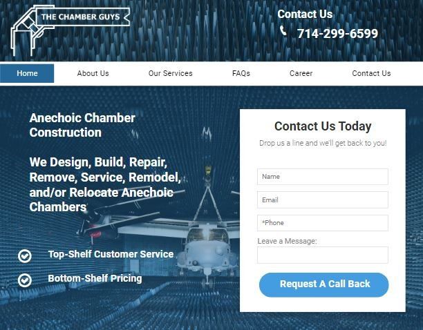 A screenshot of the chamber guys website