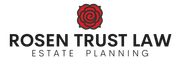 The logo for rosen trust law estate planning has a red rose on it.