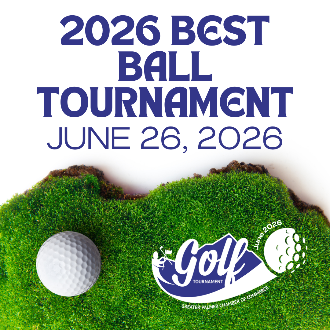 2026 Best Ball Golf Tournament ad, June 26, 2026, golf ball on green turf, tournament logo.