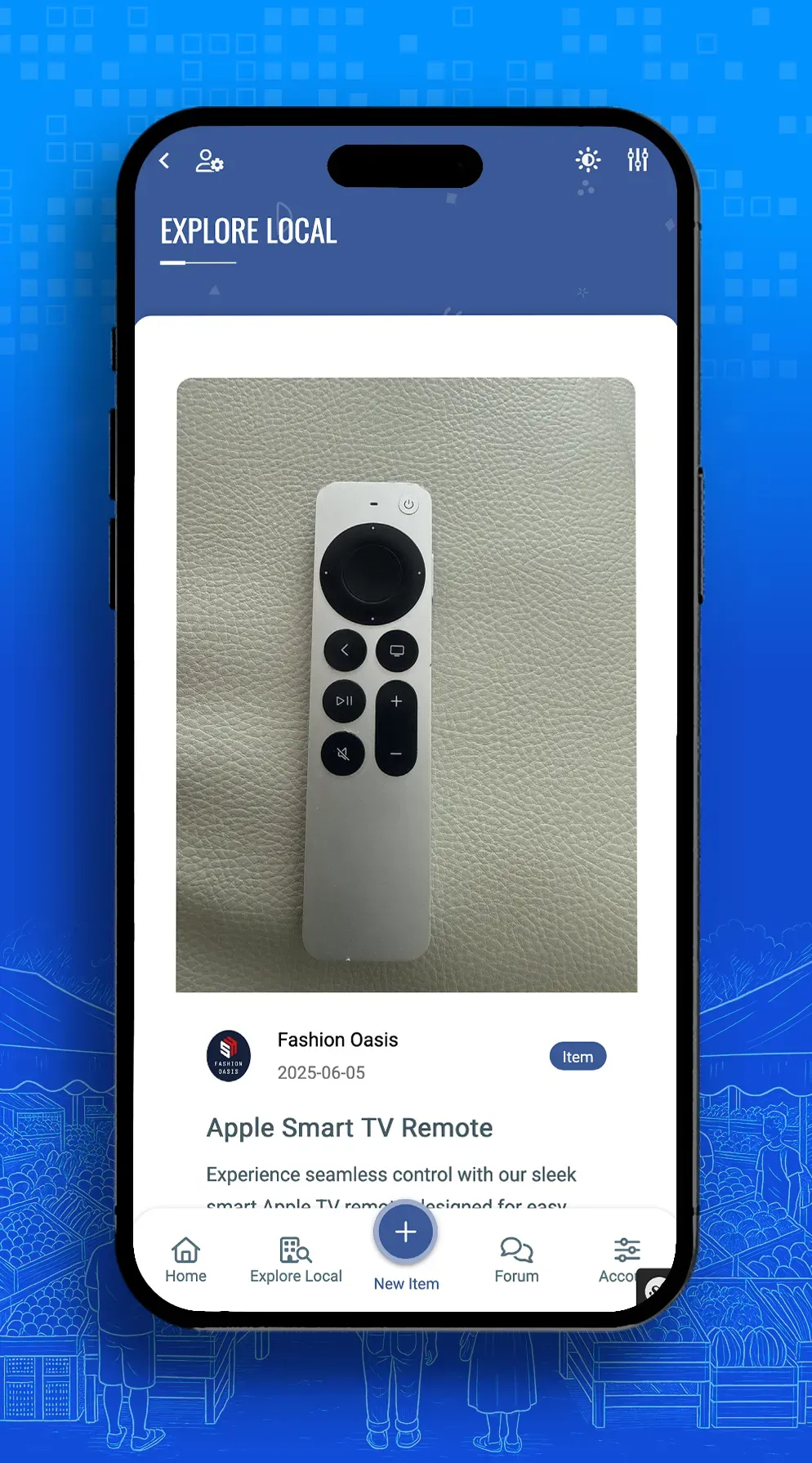 A cell phone with a picture of an apple tv remote on the screen.