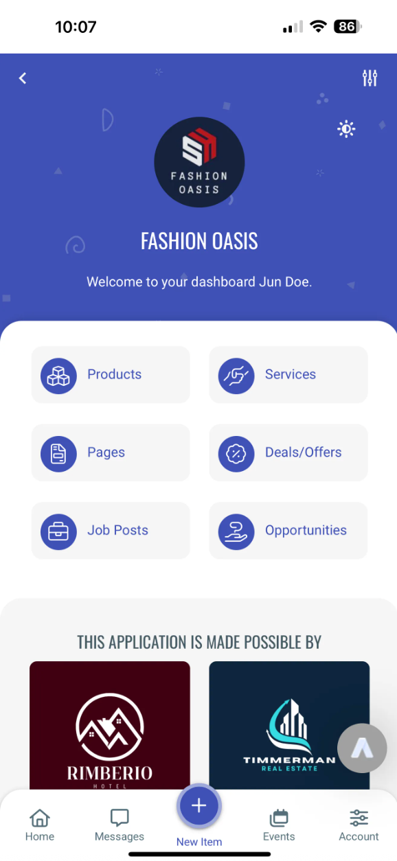 A screenshot of the fashion dash app on a tablet.