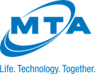 Blue MTA logo with the words