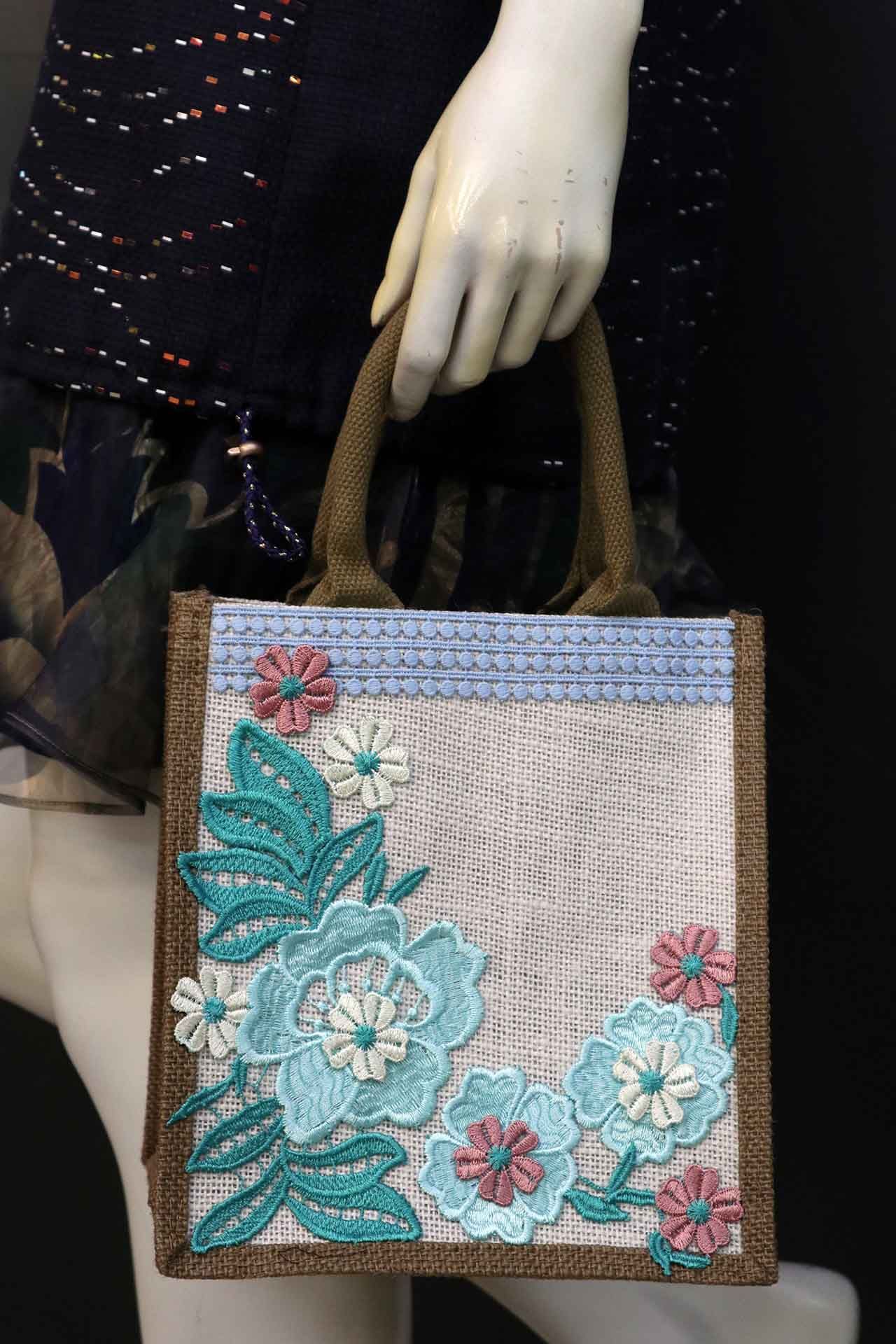 多色水溶蕾絲｜麻質手提袋