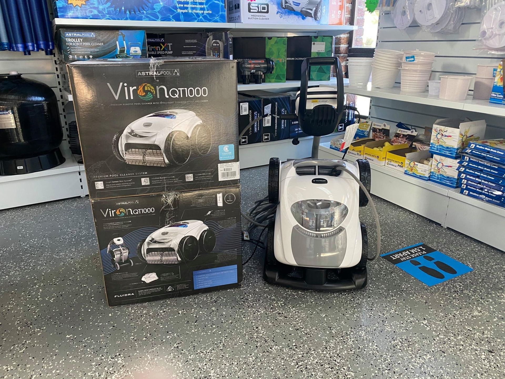 Pool Cleaning Equipment Displayed in a Store