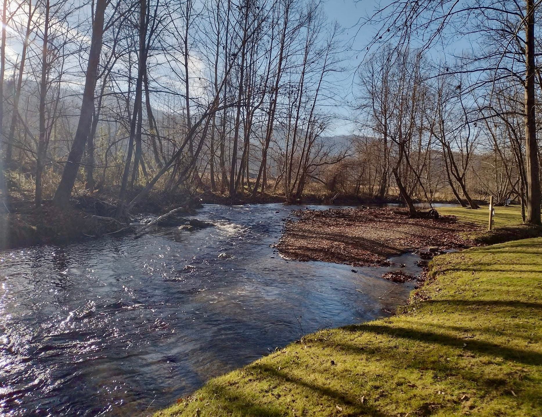 Creekside campground near Smoky Mountains at Creekwood Farm RV Park in Maggie Valley NC.