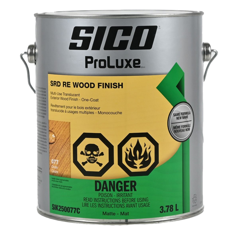A can of sico proluxe srd re wood finish