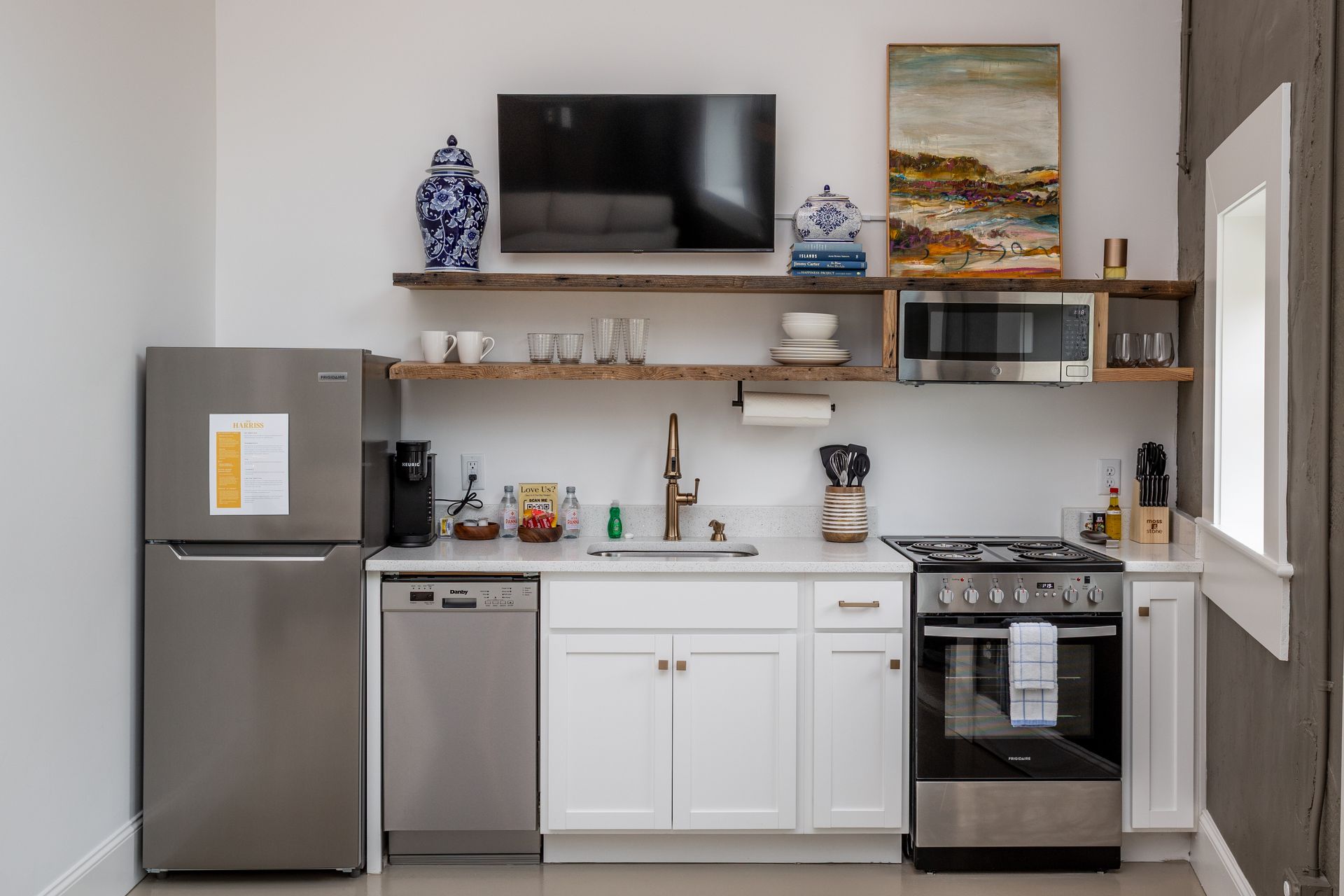 Kitchen with art