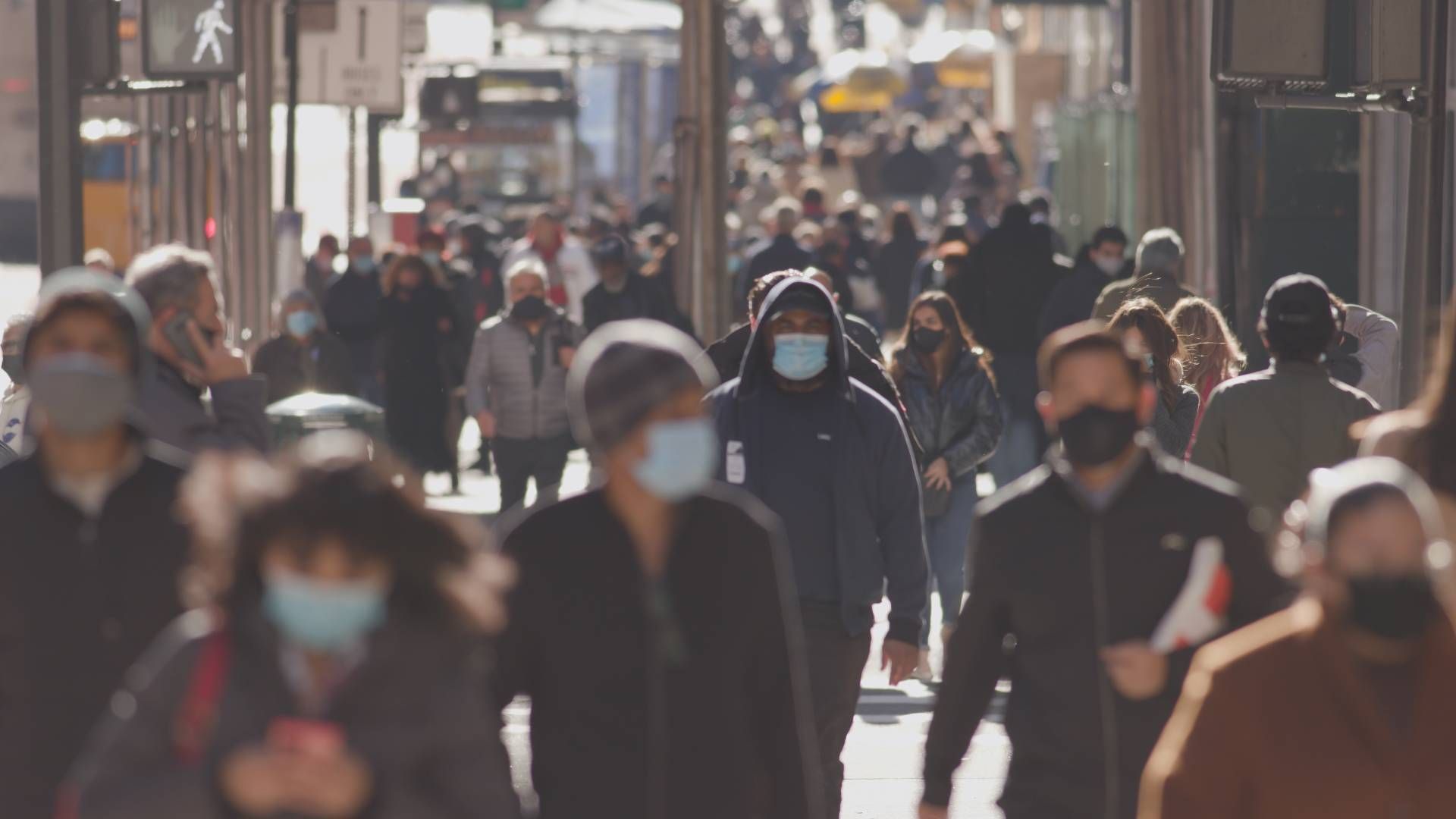 A crowd wearing masks as the cold weather sets in and brings illnesses at The Ready Care Clinic near