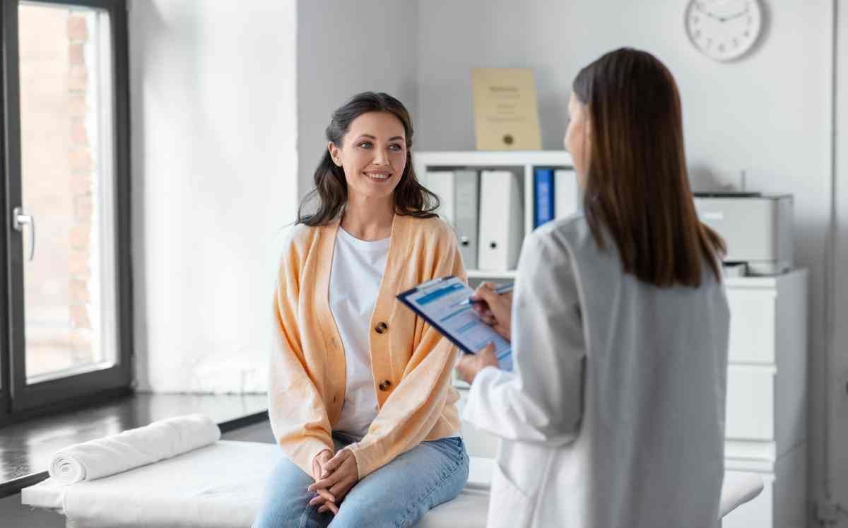 A woman in an examination room receiving healthcare services at The Ready Care Clinic near Harrodsburg, Kentucky