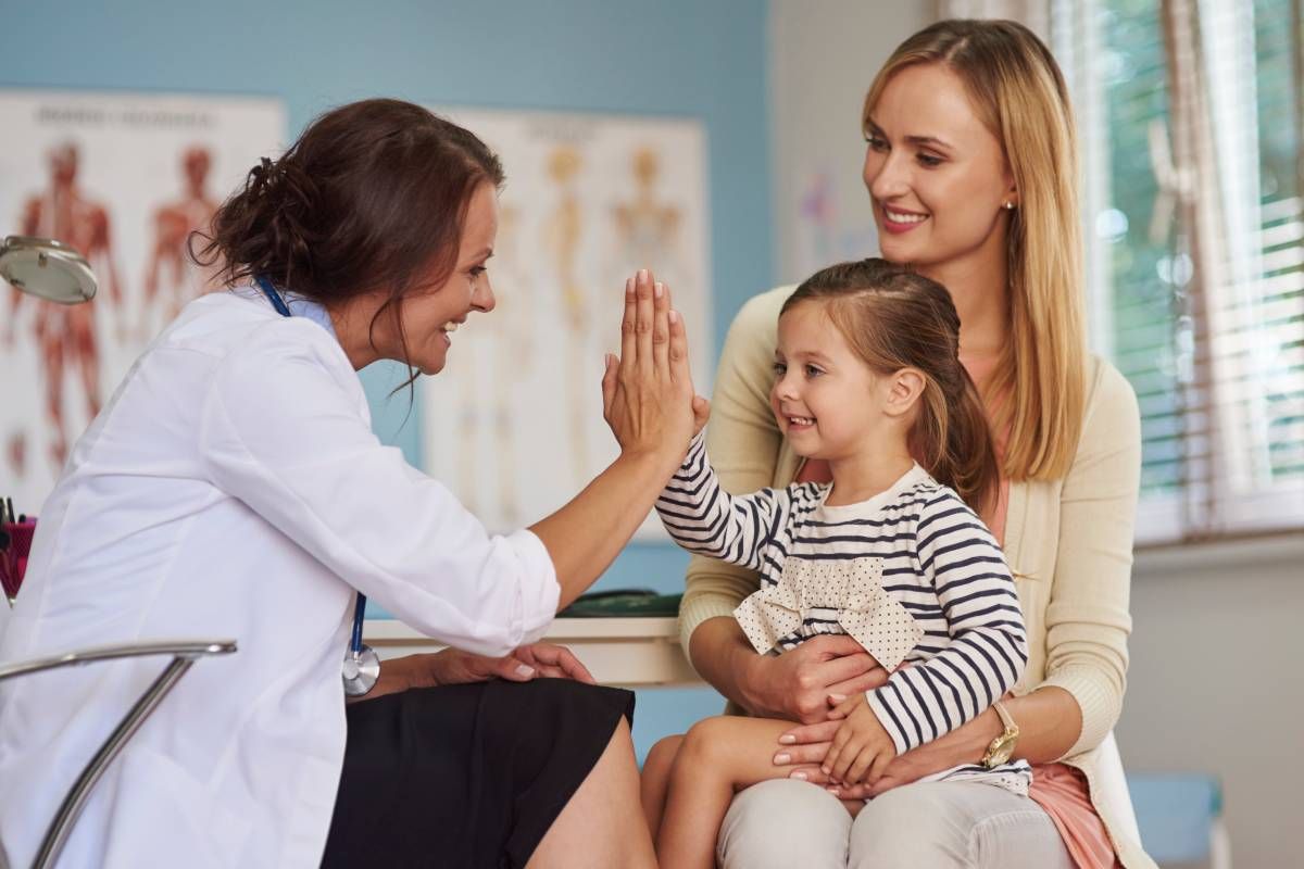 A family visiting a physician near Harrodsburg, Kentucky (KY)