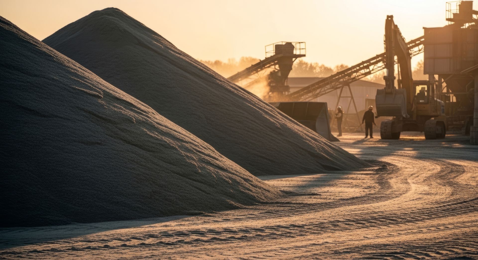 industrial site showing large piles of sand and gravel. industrial site showing large piles of sand and gravel.