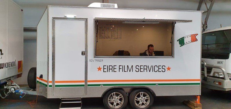 Office trailer truck side view