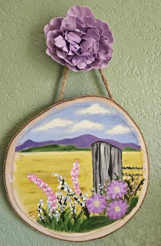 hanging painted wood round