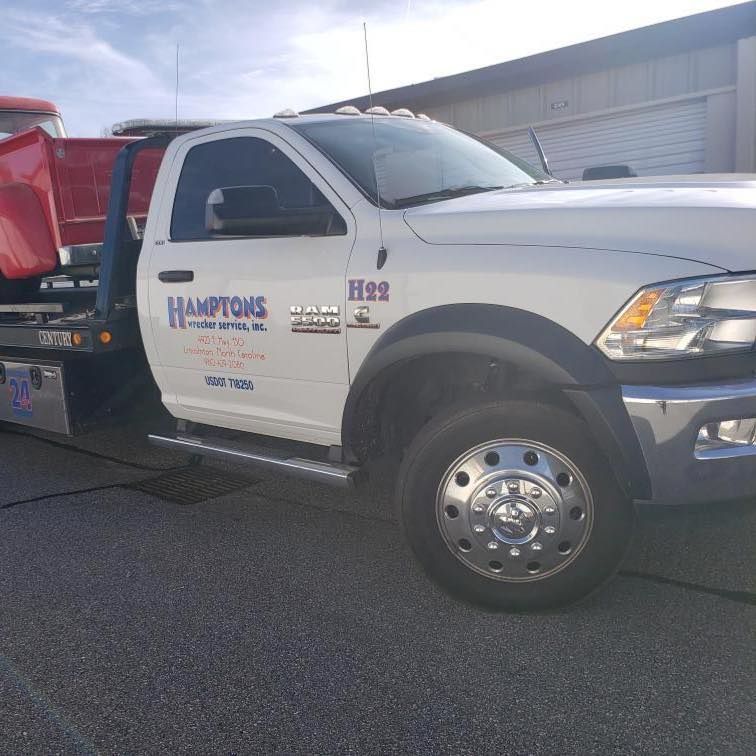 White tow truck with 