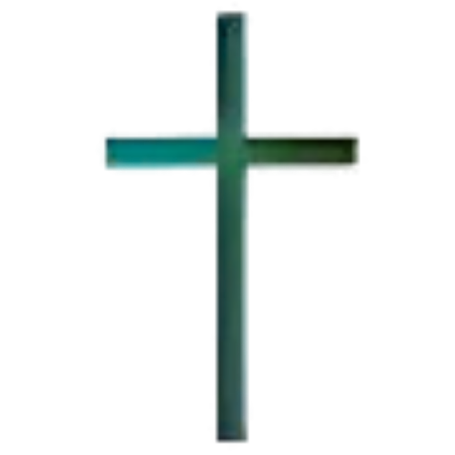 Green Christian cross on white background.