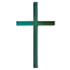 Green Christian cross on white background.