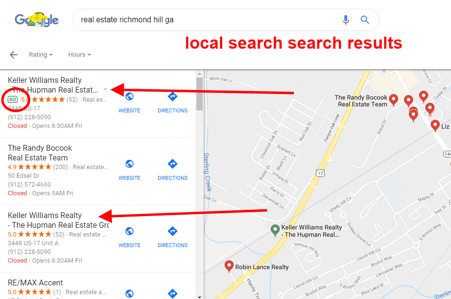 Google Maps Local Results