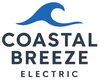 Logo of Coastal Breeze Electric: Blue wave over dark blue text.