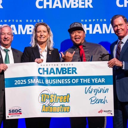 Receiving Small Business of the Year Award | 17th Street Automotive