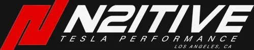 Logo for N2itive Tesla Performance, Los Angeles, CA. Red and white on a black background.