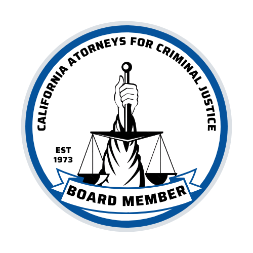 California Attorneys for Criminal Justice seal: hand holding sword above scales, 