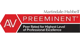 Martindale-Hubbell AV Preeminent peer rating badge in red and black.
