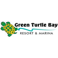 the logo for green turtle bay resort & marina has a turtle on it .